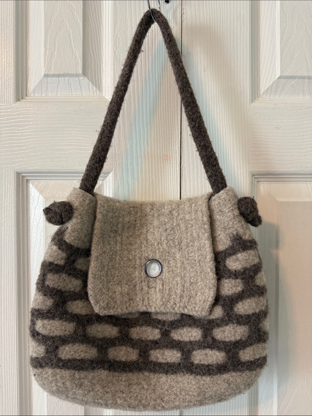 Wool Felt Knit Shoulder Bag in Gray